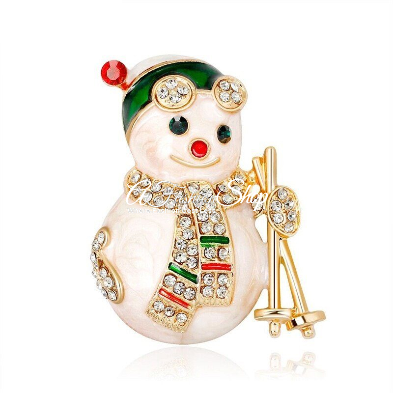 Christmas Brooch Adorned Snowman