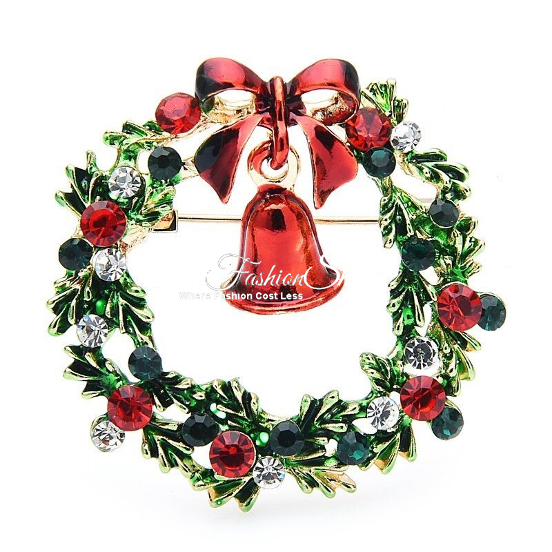 Christmas Brooch Gold Wreath