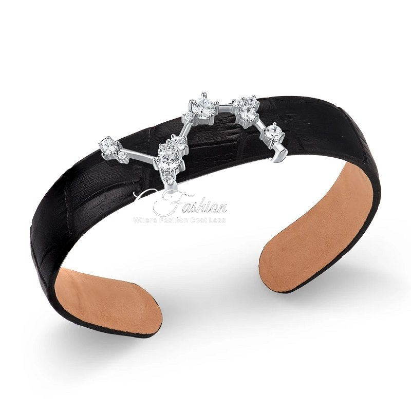 Virgo Star Leather Bangle Black/Brown
