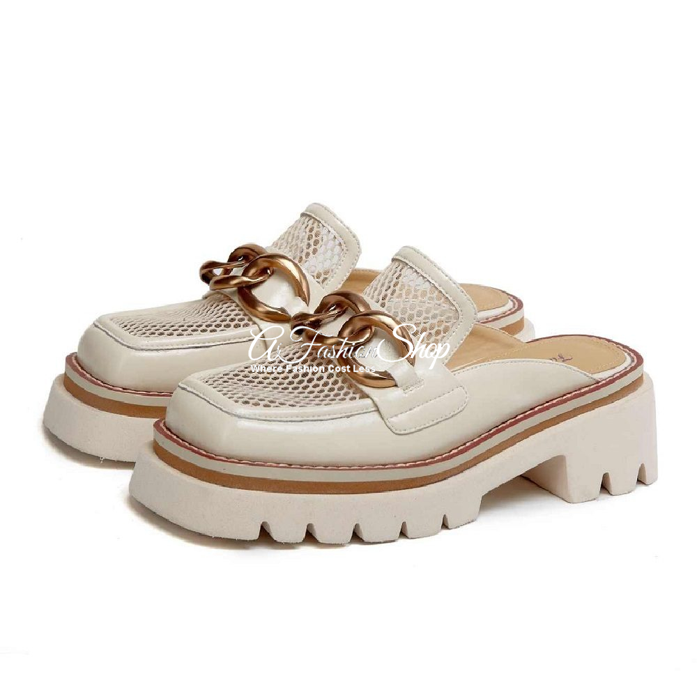 Summer Platform Sandal Air-Mesh White