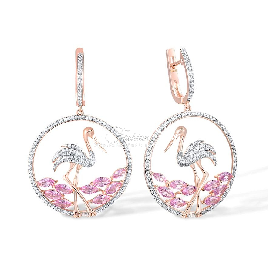 Pink Sapphire Flamingo Fine Earrings