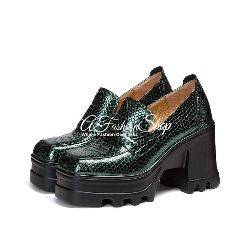 Marie London Rebel Chunky Loafers – Emerald Green
