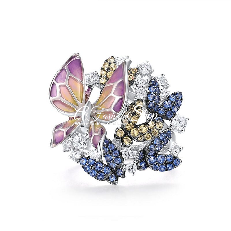 Brazillian Butterfly Ring Silver Band