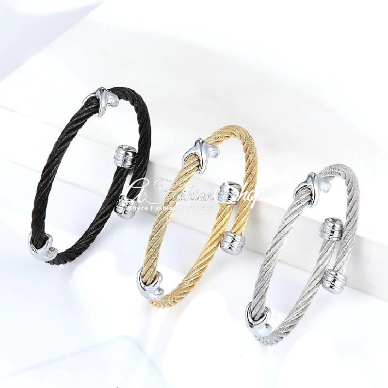 4mm Cable Two-Tone Love Knot Bracelet