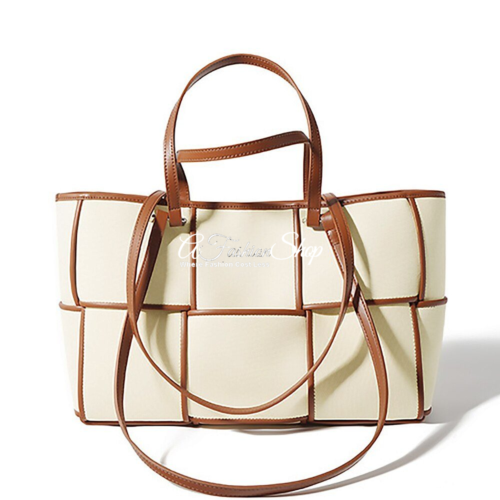 Anya-man Canvas Intrecciato Leather Tote