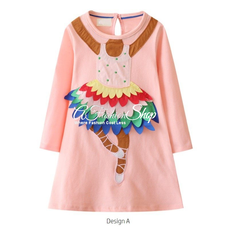 Girl’s Ballerina 3D Appliqué Big Sister Coral