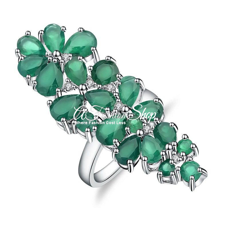 Green Agate Cocktail Ring Hollywood Star