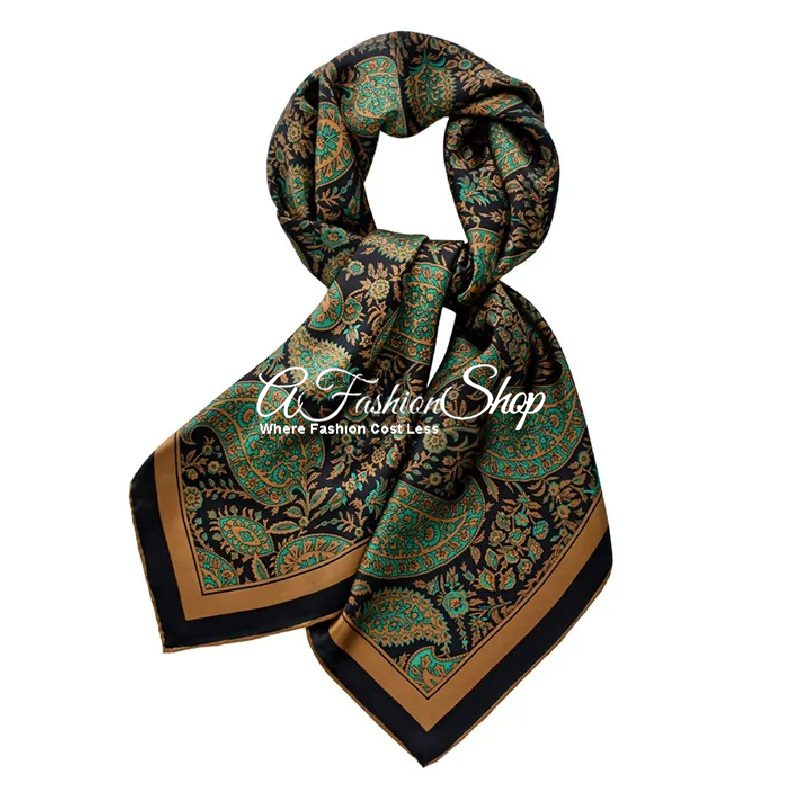 Figueroa Large Scarf Green Brown Paisley