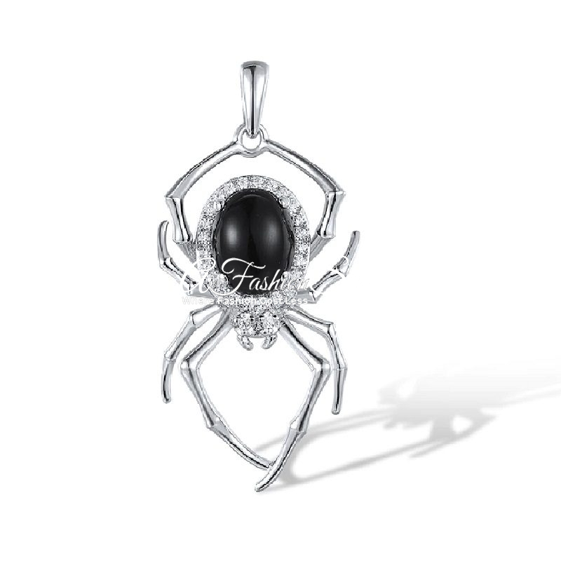 Creeper Spider Black Agate Pendant