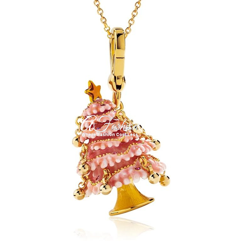 Christmas Couture Tree Pendant n Gold Necklace