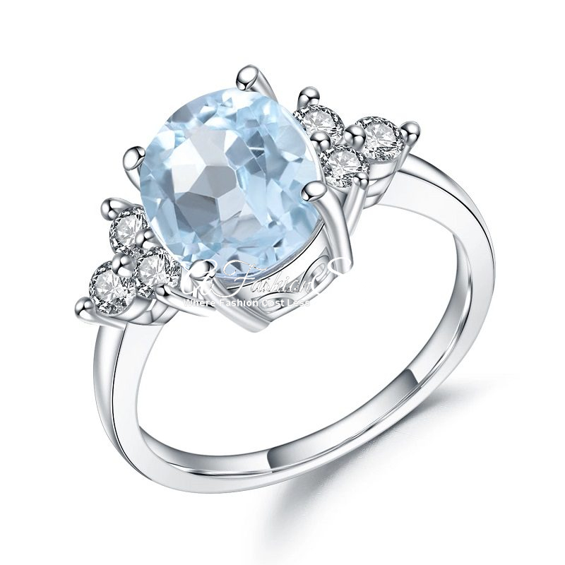 Radiant Bridal Style: 2.6ct Sky Blue Topaz Stone Ring