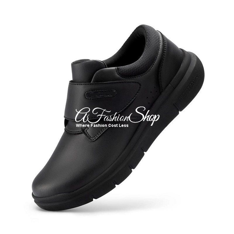 Men Leather Diabetic Shoes Shock Velcro Strap