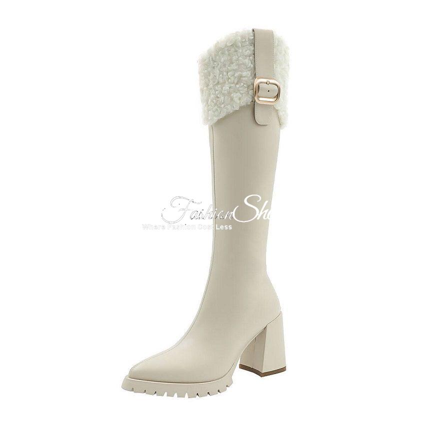 Betty Wool Trimmed Shearling Knee-high Boot