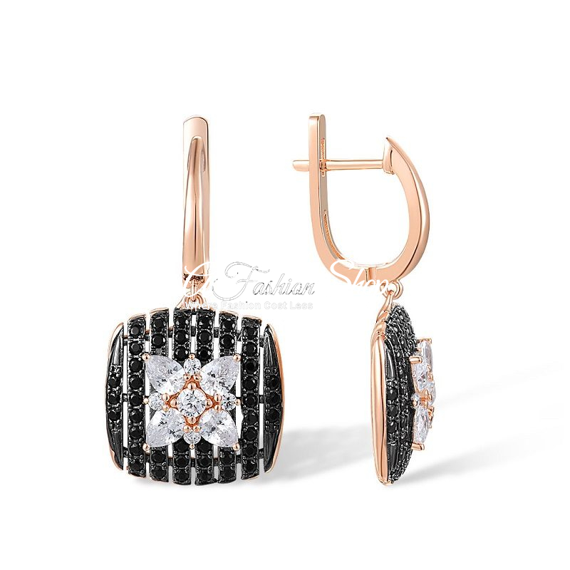 Starlight Black Spinel Square Earring