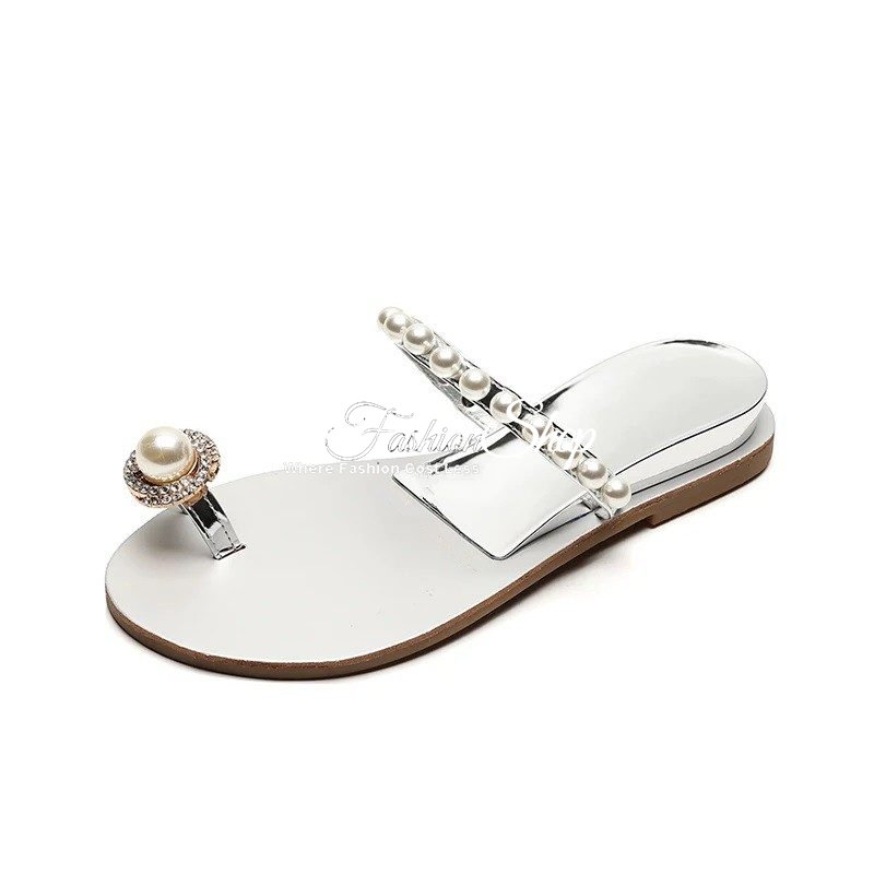 Paduks Open Toe Bling Sandal Pearl Ring