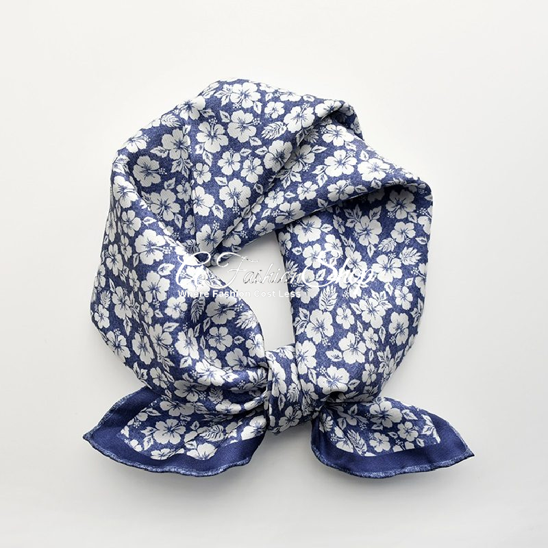 French Silk Square Hibiscus Scarf