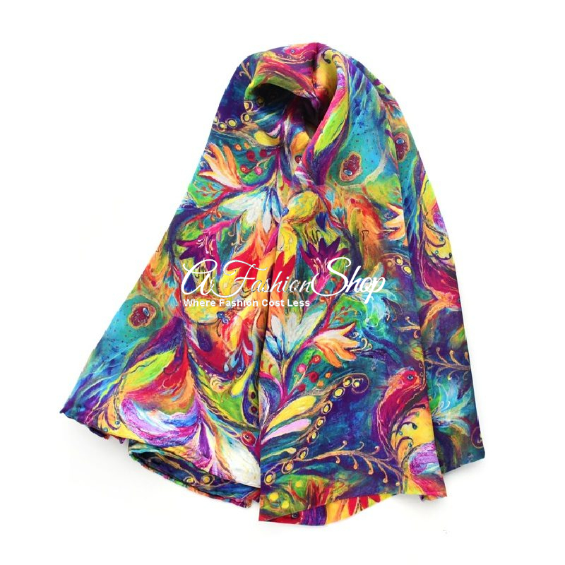 Monet’s Eye Floral Silk Long Scarf