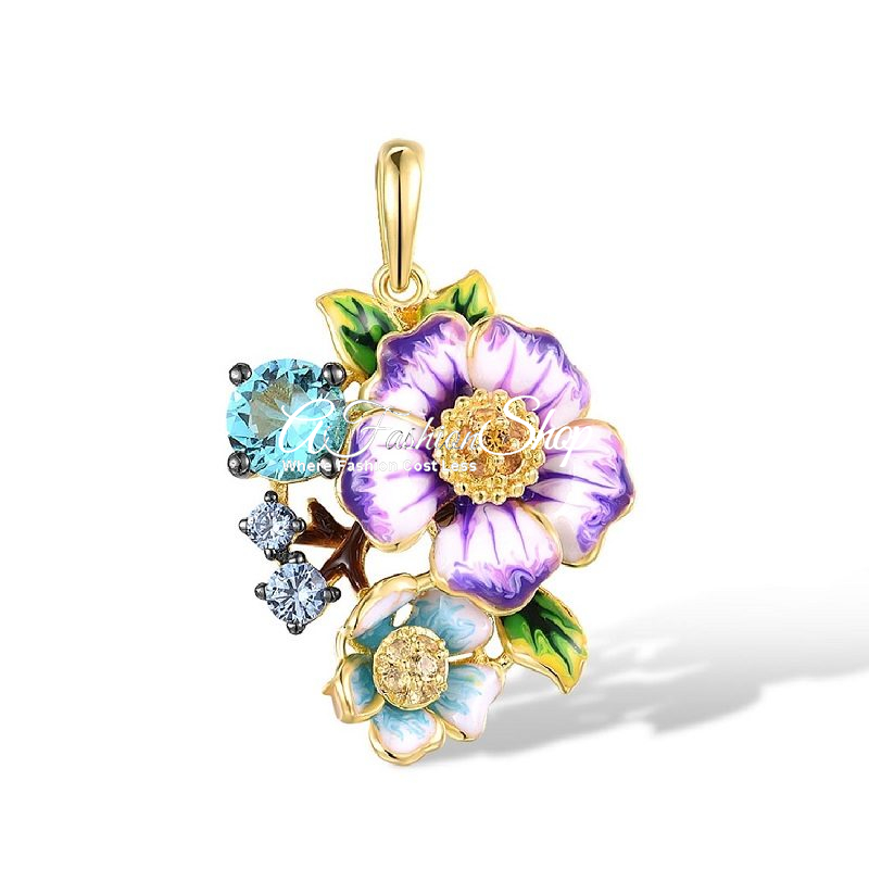 Morning Glory Floral Yellow Zircon Pendant