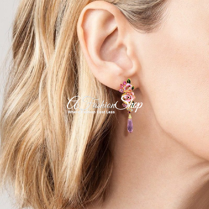Lily Dangling Earring Pink Sapphire