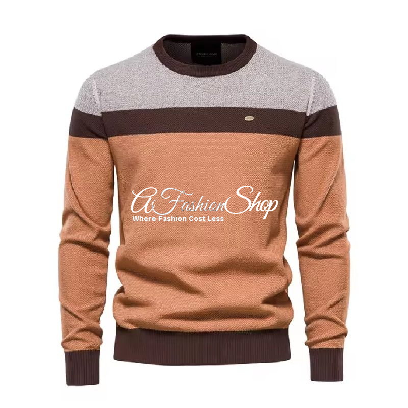 Two-Color Stripes Crewneck Sweater