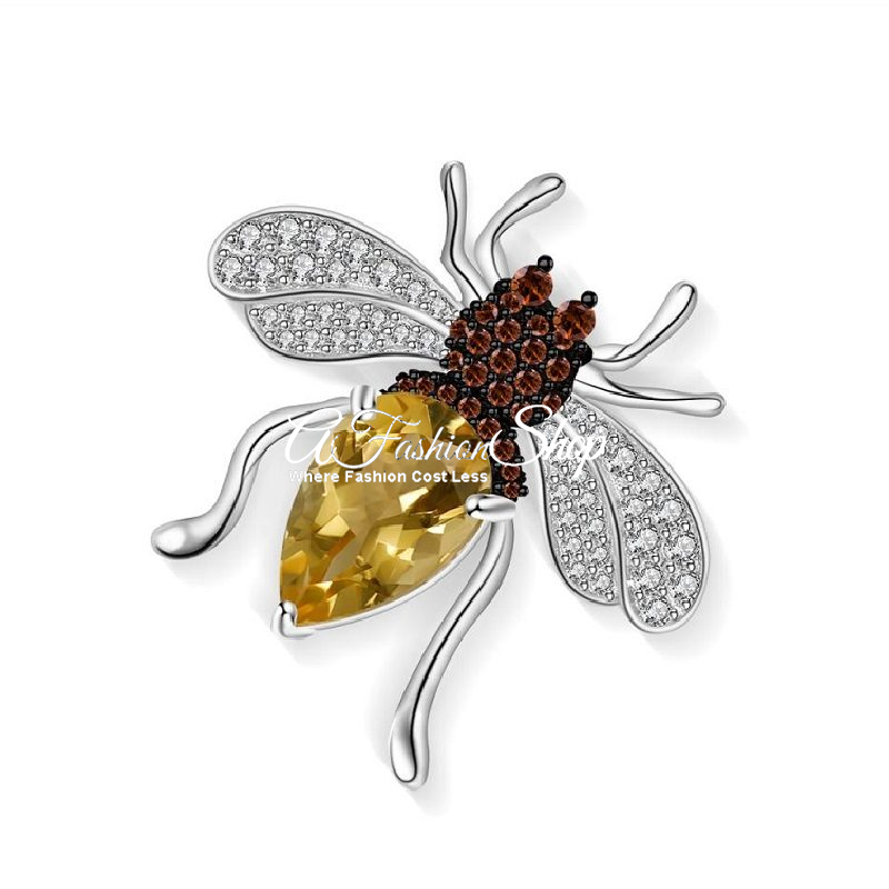 Honey Bee Natural Citrine Animal Brooch