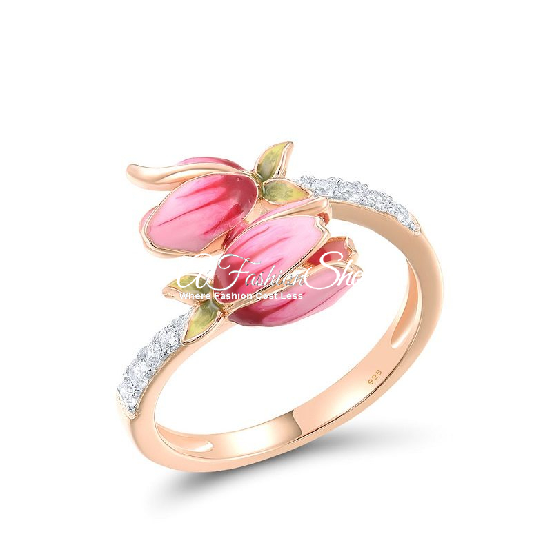 Vernon Rose Gold Tulip Floral Ring