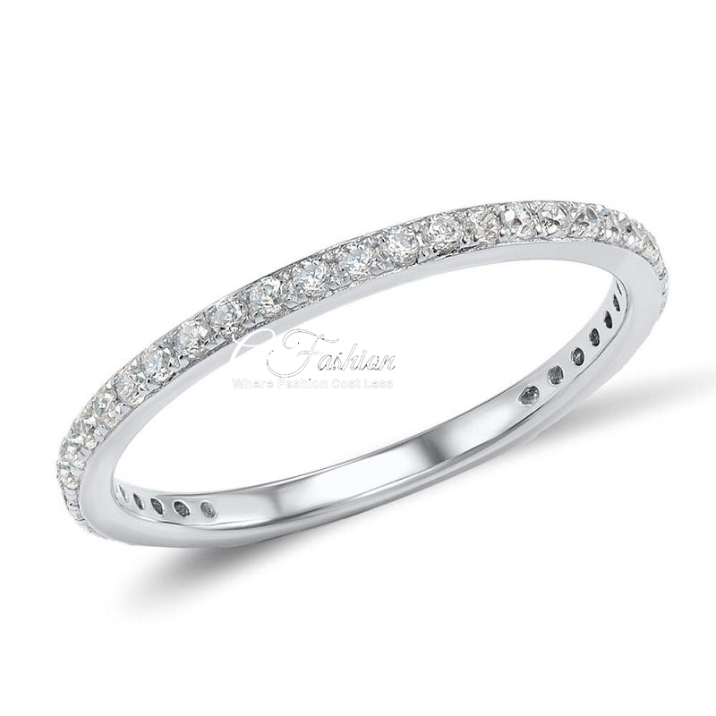 Be My Valentine Stackable CZ Silver Band