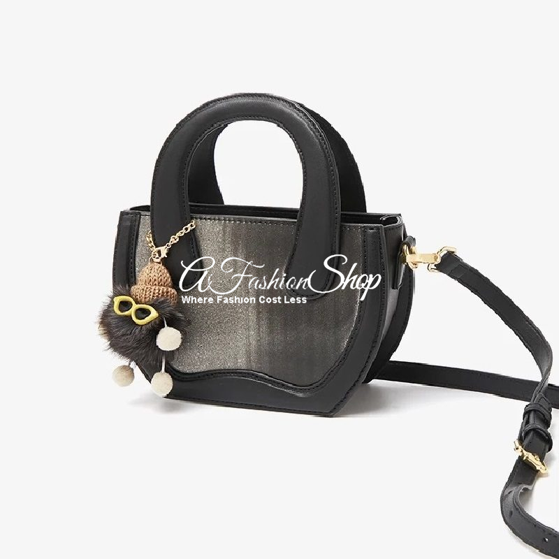 Messenger Satchel Bag With Fluffy Charm