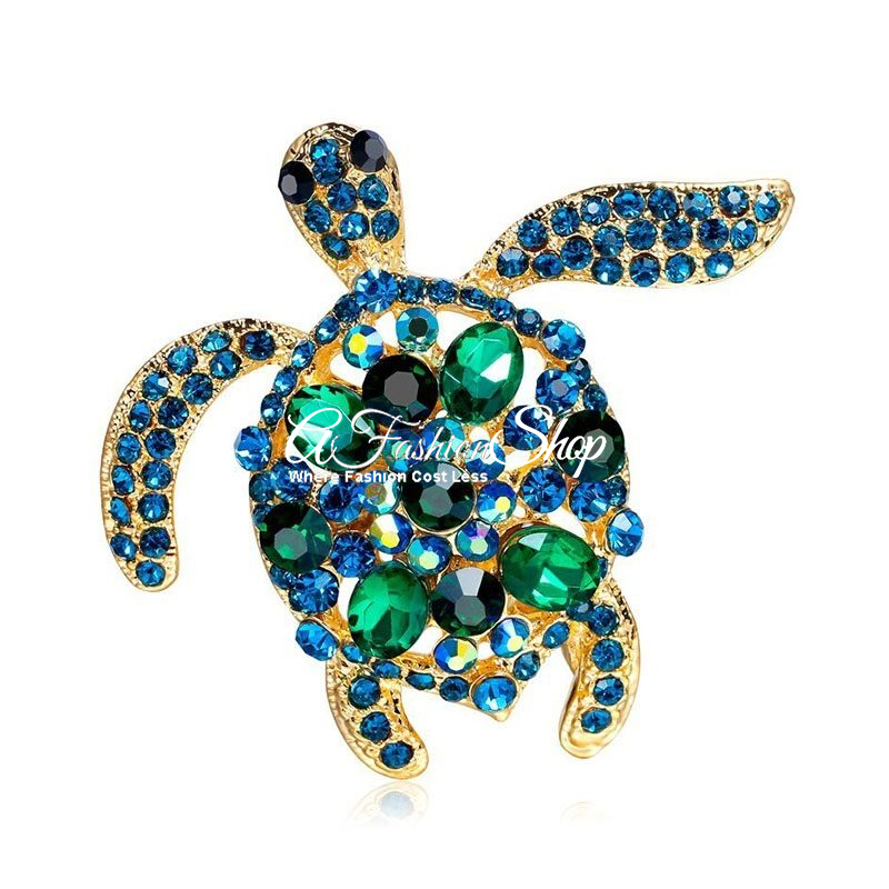Turquoise Sea Turtle Animal Pin Brooch