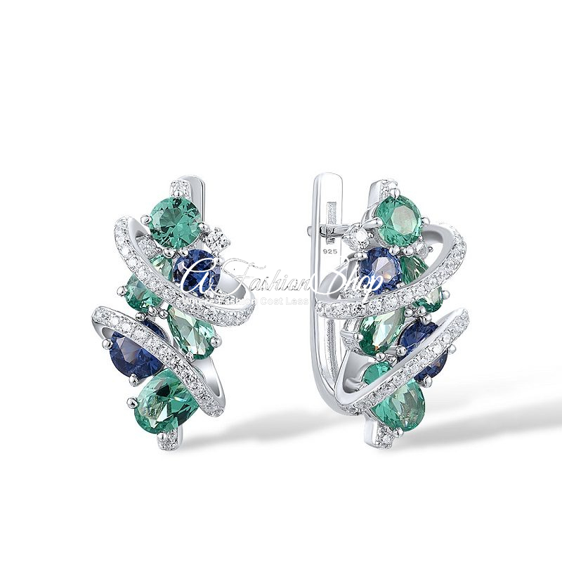 Twist Infinity Earring Green Blue Spinel
