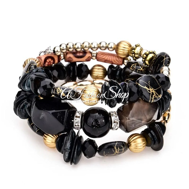 Midnight Ebony Color Stackable Boho Bracelet
