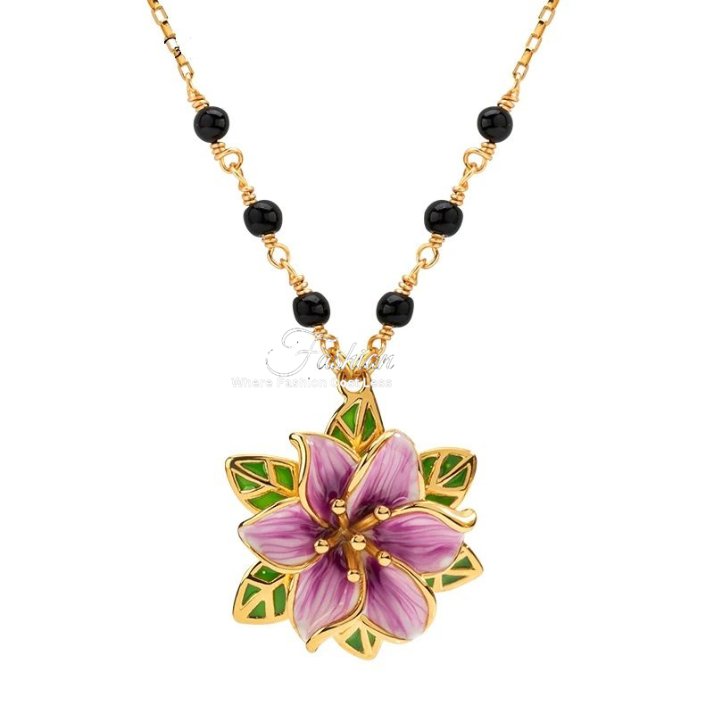 French Couture Necklace Purple Star Flower