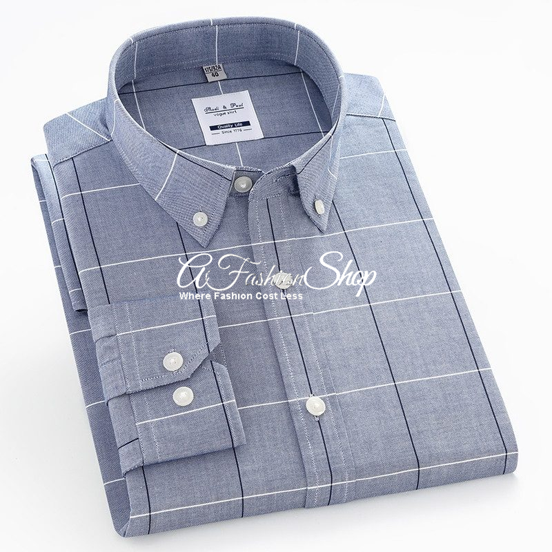 Men’s Cotton Plaid Formal Shirt Green Grey