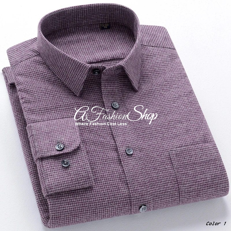 Men’s Cotton Checked Pattern Button-Down Shirt