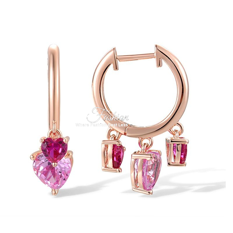 Ruby Heart Hoop Earring Rose Gold