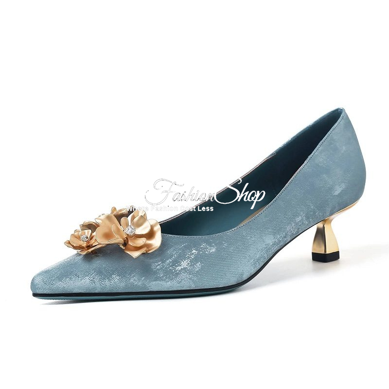 Zahra Slip-on Pump With Heel Floral Leather