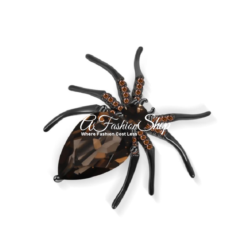 Smoky Quartz Black Spider Brooch