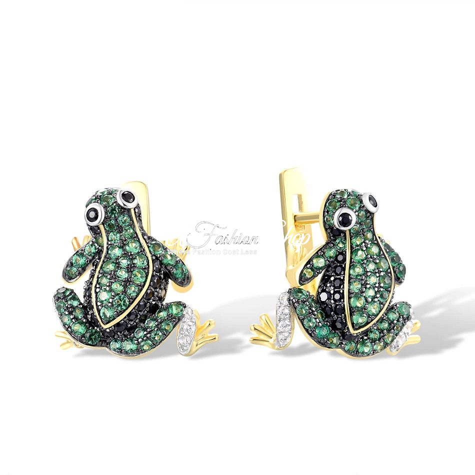 Speckles Green Spinel Lucky Frog Earring