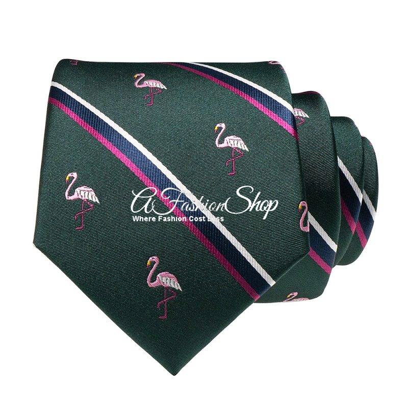 Novelty Flamingo With Stripes Silk Jacquard