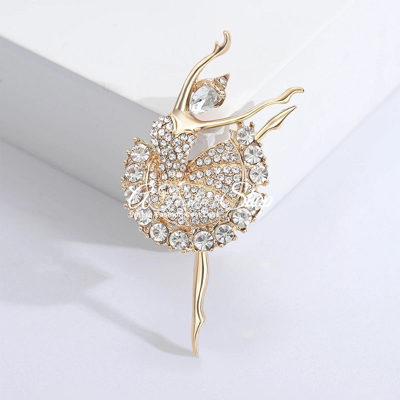 Sparkling Ballerina Brooch Crystal Pin