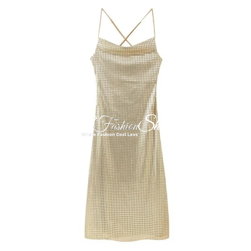 Sequin Beaded Metallic Mididress