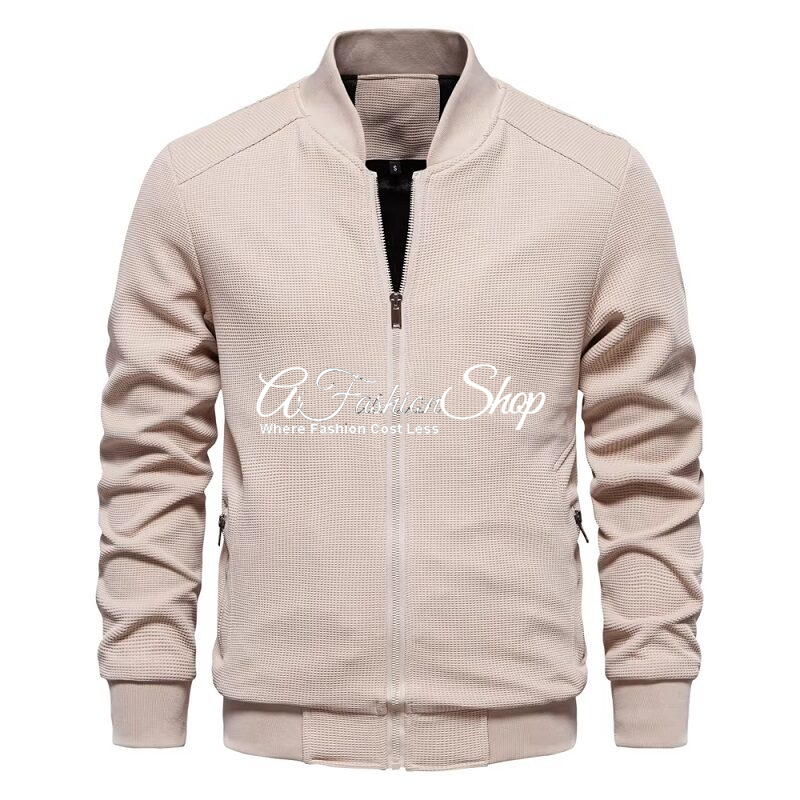 Waffle Fleece Zip-up Jacket Apricot