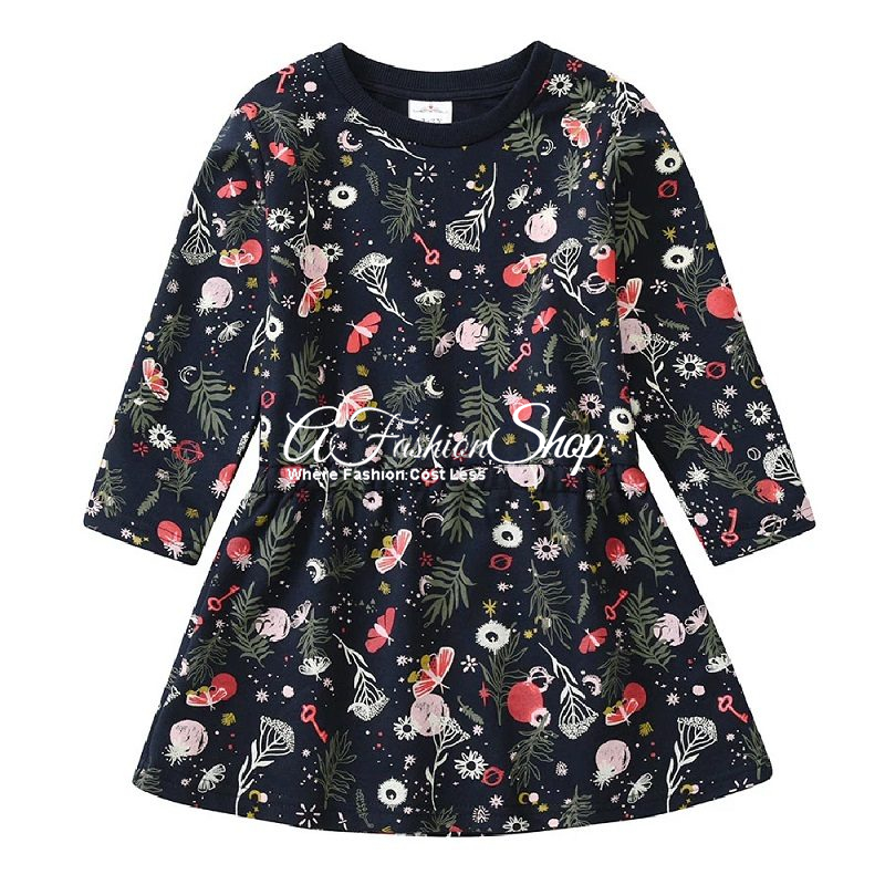 Girl’s Cotton A-line Black Dress Christmas