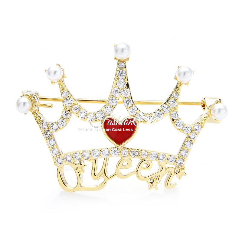 Stunning Oscar Queen Brooch Gold CZ