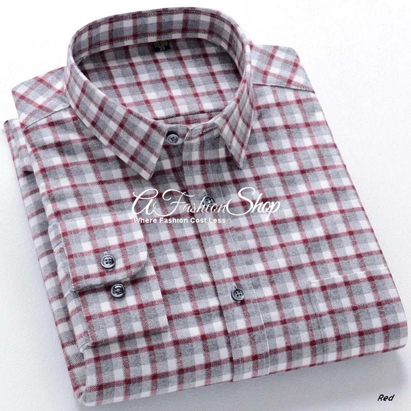 Single Pocket Flannel Long Sleeve Button-Up Shirt