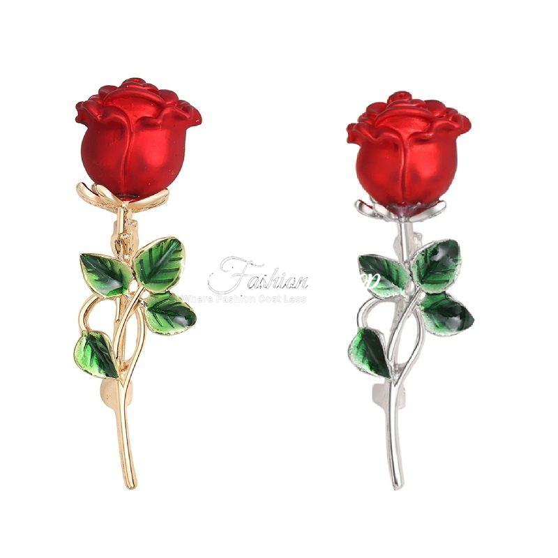 Flower Brooch Red Rose Enamel Pin