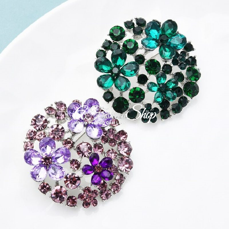Round Pansies Brooch Scarf Pin