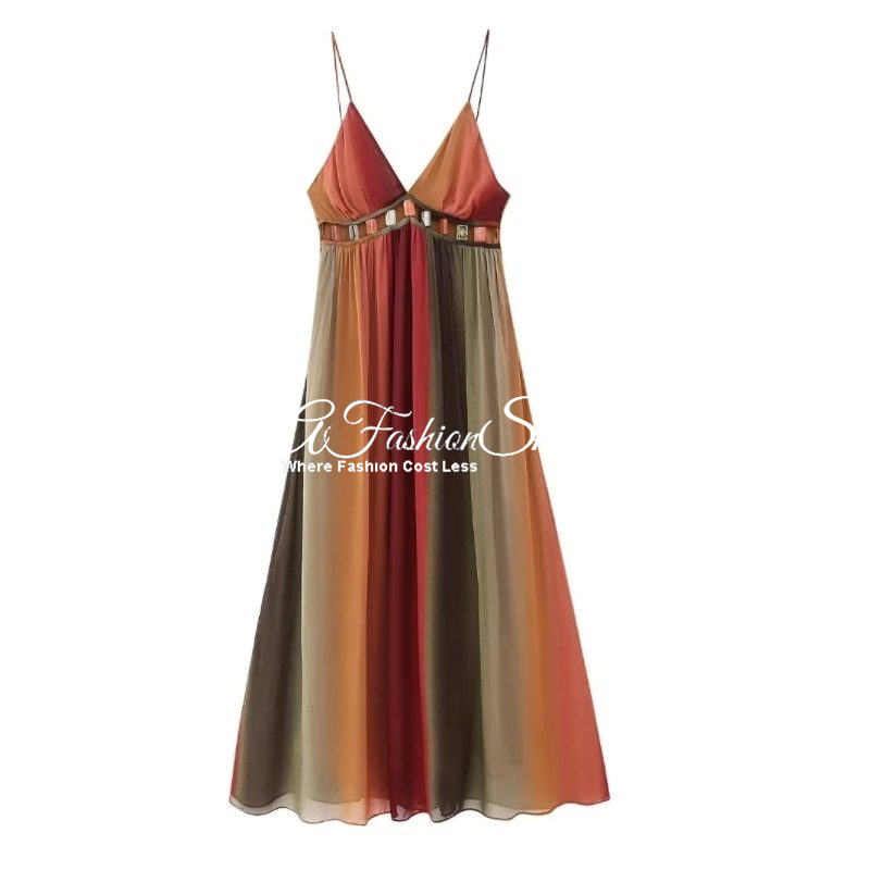 Sexy Rose Inspired Beaded Stone Midi Cocktail Dress