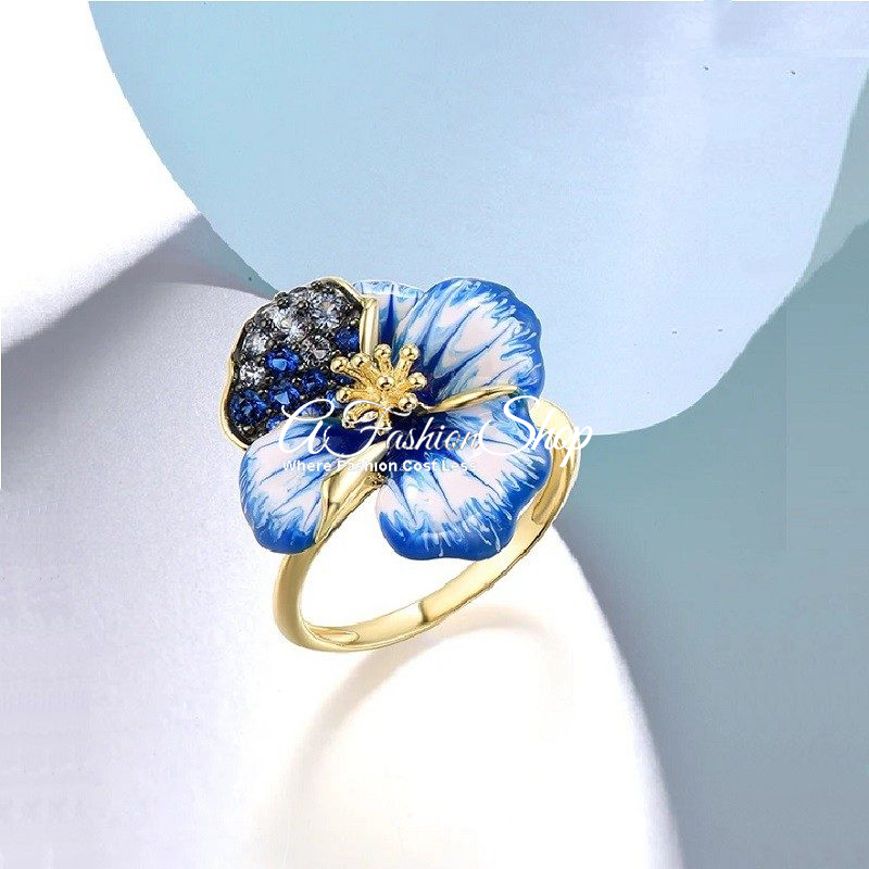 Scarlet Blue Rose Gold Ring
