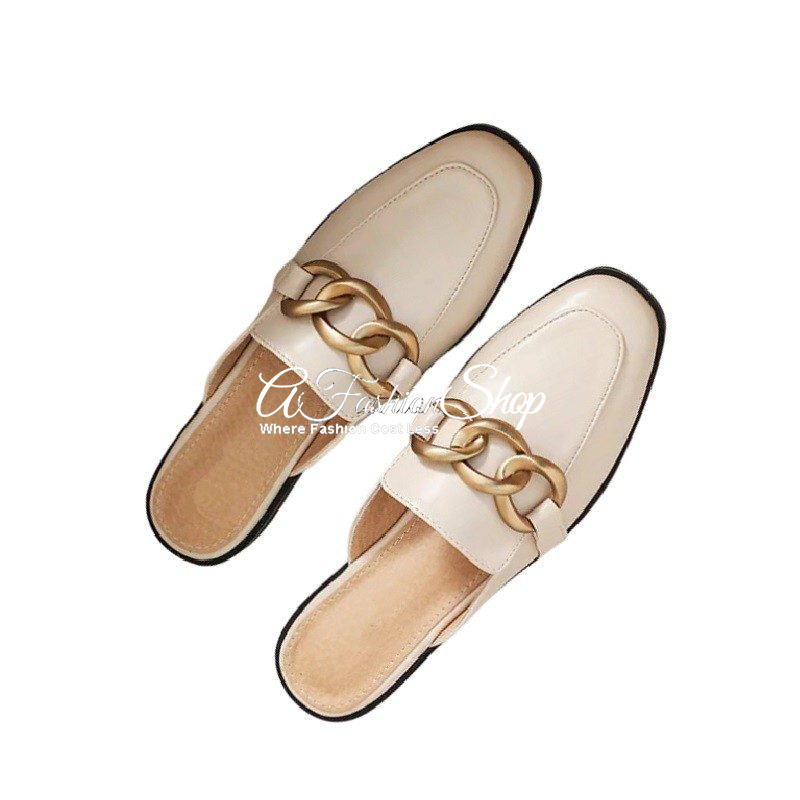 Women’s Fortunate Gold Chain Mule Beige